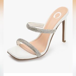 Journee Collection White Heels with Sparkling Straps